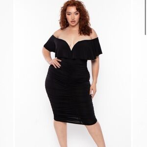 New Curvy Sense Strapless black bodycon party dress Mini Short Tight Plus 1X